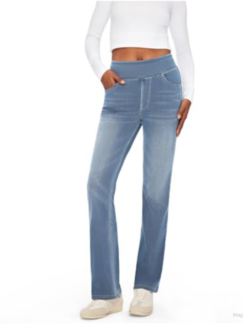 High Rise Stretchy Bootcut Jeans for Women Pull On